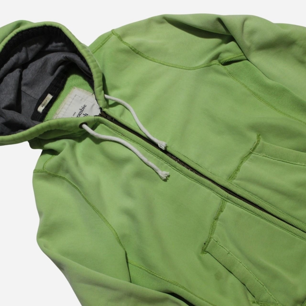 Mens Y2K Heavyweight Abercrombie & Fitch Green and Black Hoodie